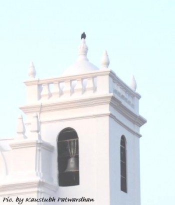eagle atop our lady of pilar church belfry, seraulim